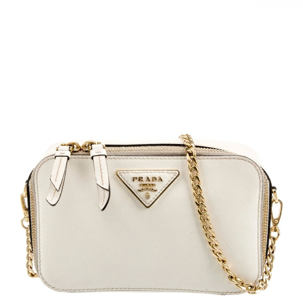 Prada White Crossbody Bag with Gold Chain